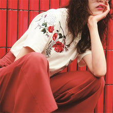 New  Women Summer Floral Embroidery Print Fashion Tops T Shirt Woman O-Neck Short Sleeve Plus Size t-shirt 72599 SM6