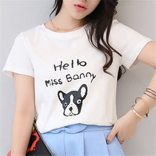 New  Women Summer T Shirt Cute Dog Letter print Fashion Short Sleeve T-shirts Tops Plus Size Female t shirts 72568 SM6