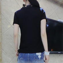 New  Women Summer T Shirt Fashion T-shirts Star Soldier Shiny Sequined Tops Plus Size Female Short Sleeve t shirts 72609 SM6