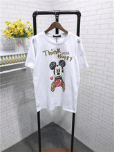 New  Women T shirts Fashion T-shirt O-neck Sequined Letter Animal Character Print Female Plus Size Tops Woman t shirt 72529 SM6