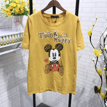 New  Women T shirts Fashion T-shirt O-neck Sequined Letter Animal Character Print Female Plus Size Tops Woman t shirt 72529 SM6