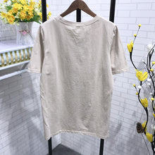 New  Women T shirts Fashion T-shirt O-neck Sequined Letter Animal Character Print Female Plus Size Tops Woman t shirt 72529 SM6