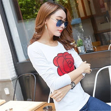 New  Women T shirts Fashion T-shirt Woman O-neck Tops Full Sleeves Print Diamonds Bling Female Plus Size t shirt 72555 SM6