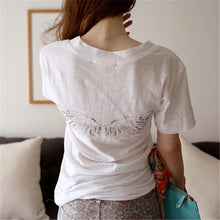 New  Women T shirts Fashion T-shirt Woman V-neck Short Sleeve Angel wings Diamond Bling Female Tops Plus Size t shirt 72538 SM6