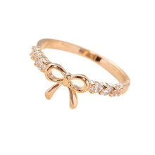 Girl's elegant Bow Rings Plated accessories Gold Silver rings Fine Lovers Korean Jewelry Simple Crystal CF