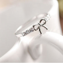 Girl's elegant Bow Rings Plated accessories Gold Silver rings Fine Lovers Korean Jewelry Simple Crystal CF