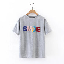New Arrival  Summer Women T Shirt Casual O Neck Short Sleeve tshirt Letter Print Female Embroidery Tops Tees 72350 SM6