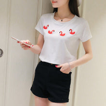 New Arrival  Summer Women T- Shirt Casual O-Neck Short Sleeve tshirts Animal letter Female Embroidery Tops T shirt 72400 SM6