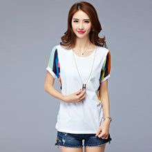 New Arrival  Summer Women T Shirt O-Neck Short Sleeve t-shirt Fashion Patchwork Female Casual Tops Tees 72143 SM6