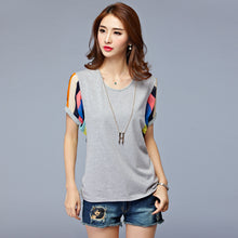 New Arrival  Summer Women T Shirt O-Neck Short Sleeve t-shirt Fashion Patchwork Female Casual Tops Tees 72143 SM6