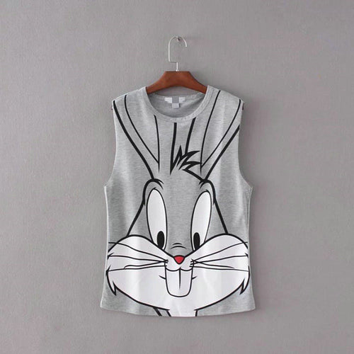New Arrival  Summer Women T Shirt Wild O Neck Sleeveless T-shirt Fashion Character Print Female Casual Tops Tees 71237 SM6