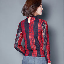 New Arrival  Women Shirts Elegant Lace Blouse Striped Nine Quarter Sleeves Shirt Summer Spring Blusas Slim Tops 72579 SM6
