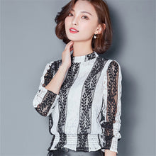 New Arrival  Women Shirts Elegant Lace Blouse Striped Nine Quarter Sleeves Shirt Summer Spring Blusas Slim Tops 72579 SM6