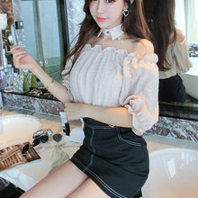 New Arrival  Women Shirts Sexy Chiffon Blouse Half Sleeve Shirt Hanging neck Blouses Woman Tops Plus Size 72723 SM6