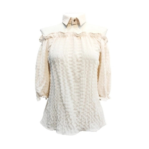 New Arrival  Women Shirts Sexy Chiffon Blouse Half Sleeve Shirt Hanging neck Blouses Woman Tops Plus Size 72723 SM6