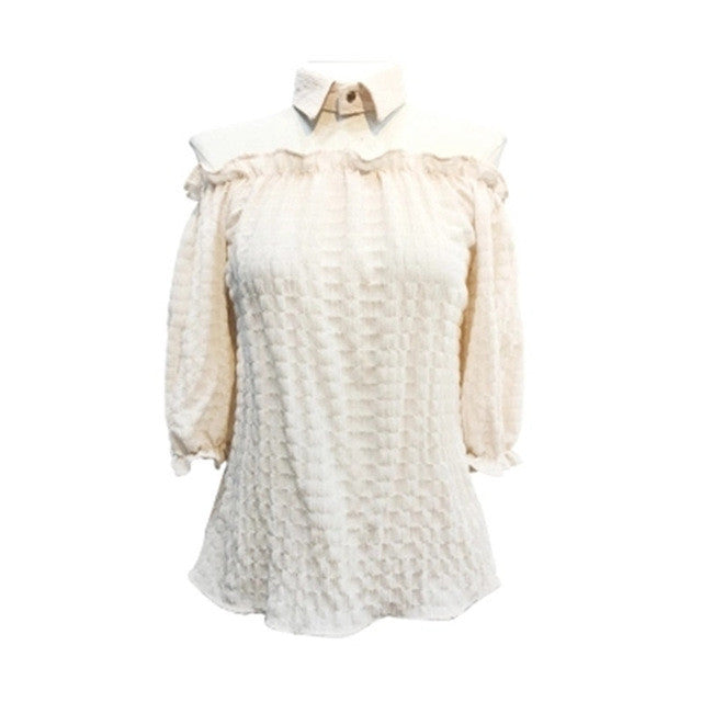 New Arrival  Women Shirts Sexy Chiffon Blouse Half Sleeve Shirt Hanging neck Blouses Woman Tops Plus Size 72723 SM6