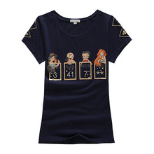 New Arrival Women T ShirtCarton Print O-Neck Short Sleeve Summer Women t-shirt Fashion Women Diamond Bling Tops Plus Size 71905 SM6
