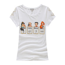 New Arrival Women T ShirtCarton Print O-Neck Short Sleeve Summer Women t-shirt Fashion Women Diamond Bling Tops Plus Size 71905 SM6