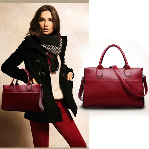 Luxury Women Leather Handbag Shoulder Bag Large Casual Tote Satchel Design Handbags CF