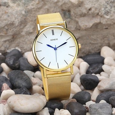Design Reloj Mujer Rhinestone Relogio Watches Women Quartz Dress Watch GENEVA Ladies Crystal Mesh Wrist Watch Gold CF