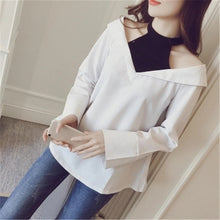 New Fashion  Summer Hanging neck Hollow Out Shirt Women Striped Blouses Sexy Woman Tops Full Sleeve Blusas 72594 SM6