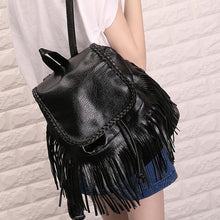 Design PU Leather Women Backpack Casual School Bags For Teenagers Girls Back Packs Tassel Bolsa CF