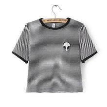 New Fashion European Style Women T-shirt  Summer O-neck Short Sleeve Embroidered Alien T Shirts Female Harajuku Tops 31405 SM6