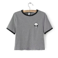 New Fashion European Style Women T-shirt  Summer O-neck Short Sleeve Embroidered Alien T Shirts Female Harajuku Tops 31405 SM6