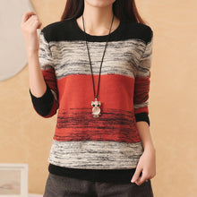 New Fashion Female Pullovers Knitted Long Sleeve O-neck Winter Autumn Patchwork Sweaters Hot  71978 SM6