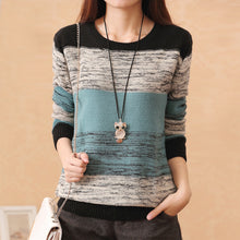New Fashion Female Pullovers Knitted Long Sleeve O-neck Winter Autumn Patchwork Sweaters Hot  71978 SM6