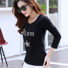 New Fashion Short Sleeve T-shirts Plus Size Female Letter Print T shirts Top O-neck Women Diamonds Bling t shirt 71843 SM6