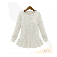 New Fashion Women Jumpers Sweater Long Sleeve O-neck Ruffles Knitted Pullover Sweater Women Casual Sweater 70119 SM6