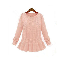 New Fashion Women Jumpers Sweater Long Sleeve O-neck Ruffles Knitted Pullover Sweater Women Casual Sweater 70119 SM6