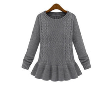 New Fashion Women Jumpers Sweater Long Sleeve O-neck Ruffles Knitted Pullover Sweater Women Casual Sweater 70119 SM6