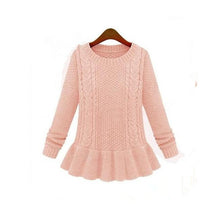 New Fashion Women Jumpers Sweater Long Sleeve O-neck Ruffles Knitted Pullover Sweater Women Casual Sweater 70119 SM6