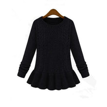 New Fashion Women Jumpers Sweater Long Sleeve O-neck Ruffles Knitted Pullover Sweater Women Casual Sweater 70119 SM6