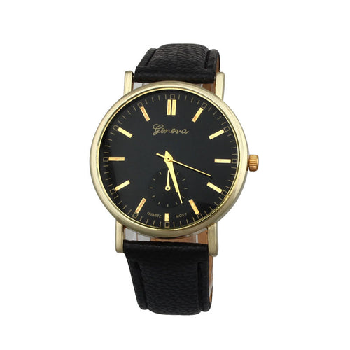 Geneva Watch Women Men Clocks Leather Band Analog Quartz Vogue WristWatch Simple Classic Relojes CF