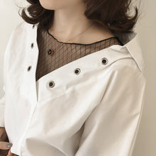 New Plus Size Woman Tops  Summer Sexy Gauze V-neck Patckwork Hollow Out Blouses Long Sleeve Loose White Shirt S-4XL 33011 SM6
