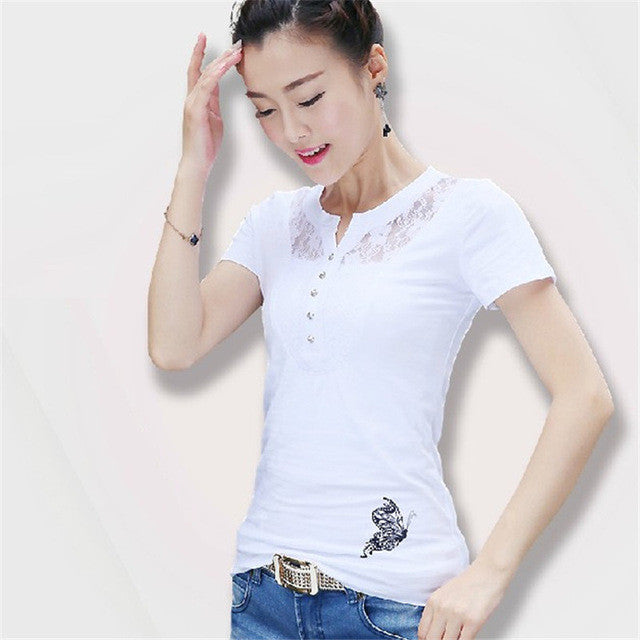 New Summer  Women Korean Style T Shirt Loose Butterfly Print T-Shirt Fashion Short Sleeve Plus Size Top 71647 SM6