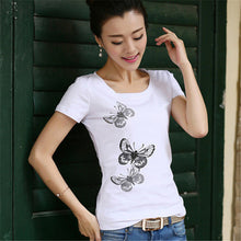 New Summer  Women Korean Style T Shirt Loose Butterfly Print T-Shirt Fashion Short Sleeve Plus Size Top 71647 SM6