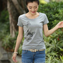 New Summer  Women Korean Style T Shirt Loose Butterfly Print T-Shirt Fashion Short Sleeve Plus Size Top 71647 SM6