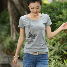 New Summer  Women Korean Style T Shirt Loose Butterfly Print T-Shirt Fashion Short Sleeve Plus Size Top 71647 SM6