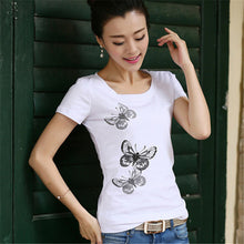 New Summer  Women Korean Style T Shirt Loose Butterfly Print T-Shirt Fashion Short Sleeve Plus Size Top 71647 SM6
