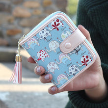 Clutch Wallet Lady Women Purse Short Small Bag womens Cute Printed Girl Card Holder Purses with Tassels CF