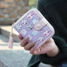 Clutch Wallet Lady Women Purse Short Small Bag womens Cute Printed Girl Card Holder Purses with Tassels CF