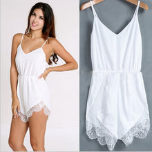 ly Design Women Strap Sleeveless Lace Chiffon Party Jumpsuit Rompers Playsuit White Black Sexy Combinaison CF