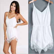 ly Design Women Strap Sleeveless Lace Chiffon Party Jumpsuit Rompers Playsuit White Black Sexy Combinaison CF
