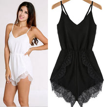 ly Design Women Strap Sleeveless Lace Chiffon Party Jumpsuit Rompers Playsuit White Black Sexy Combinaison CF