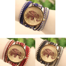 ly Design Women Watces Luxury Rhinestone Watch Leather Velvet Crystal Bracelet Watch Elephant Pattern Clock CF