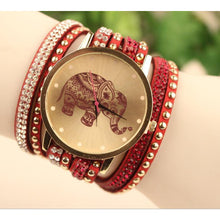 ly Design Women Watces Luxury Rhinestone Watch Leather Velvet Crystal Bracelet Watch Elephant Pattern Clock CF